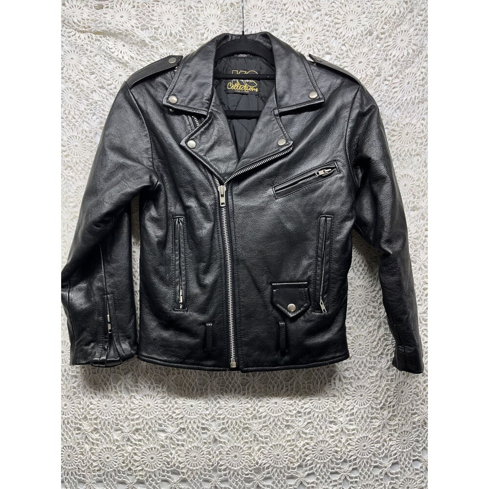 vintage KC collections black moto leather biker jacket 1980’s